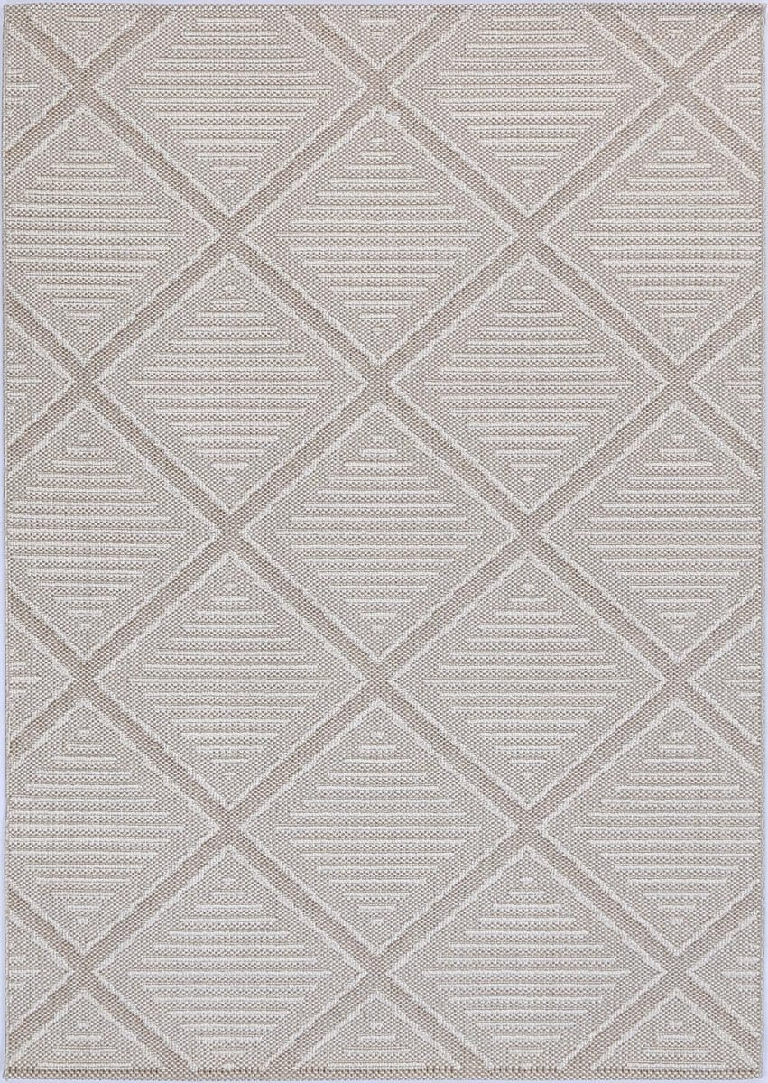 Marique Kenilorea Beige Geometric Flatweave Rug - Ruggy