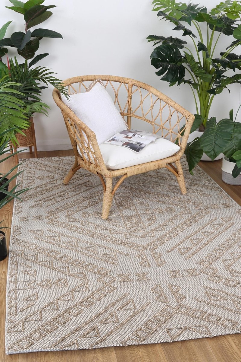 Marique Kilifa Beige Tribal Flatweave Rug - Ruggy