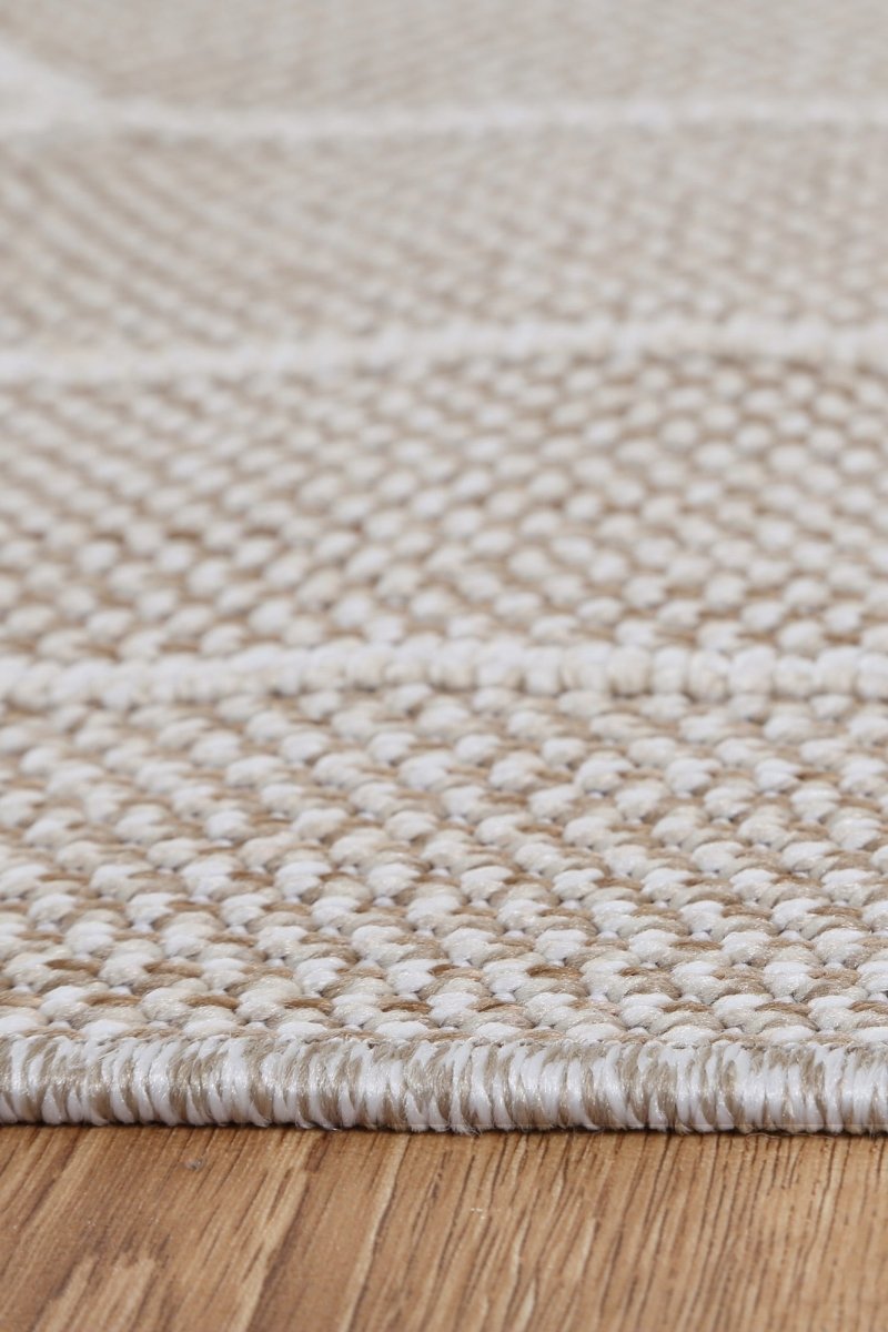 Marique Maemae Beige Geometric Flatweave Rug - Ruggy