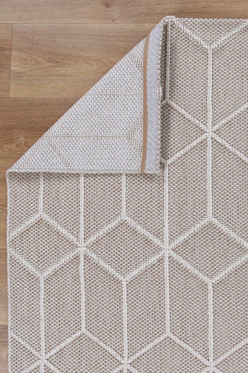 Marique Maemae Beige Geometric Flatweave Rug - Ruggy