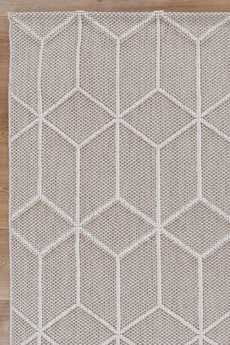 Marique Maemae Beige Geometric Flatweave Rug - Ruggy