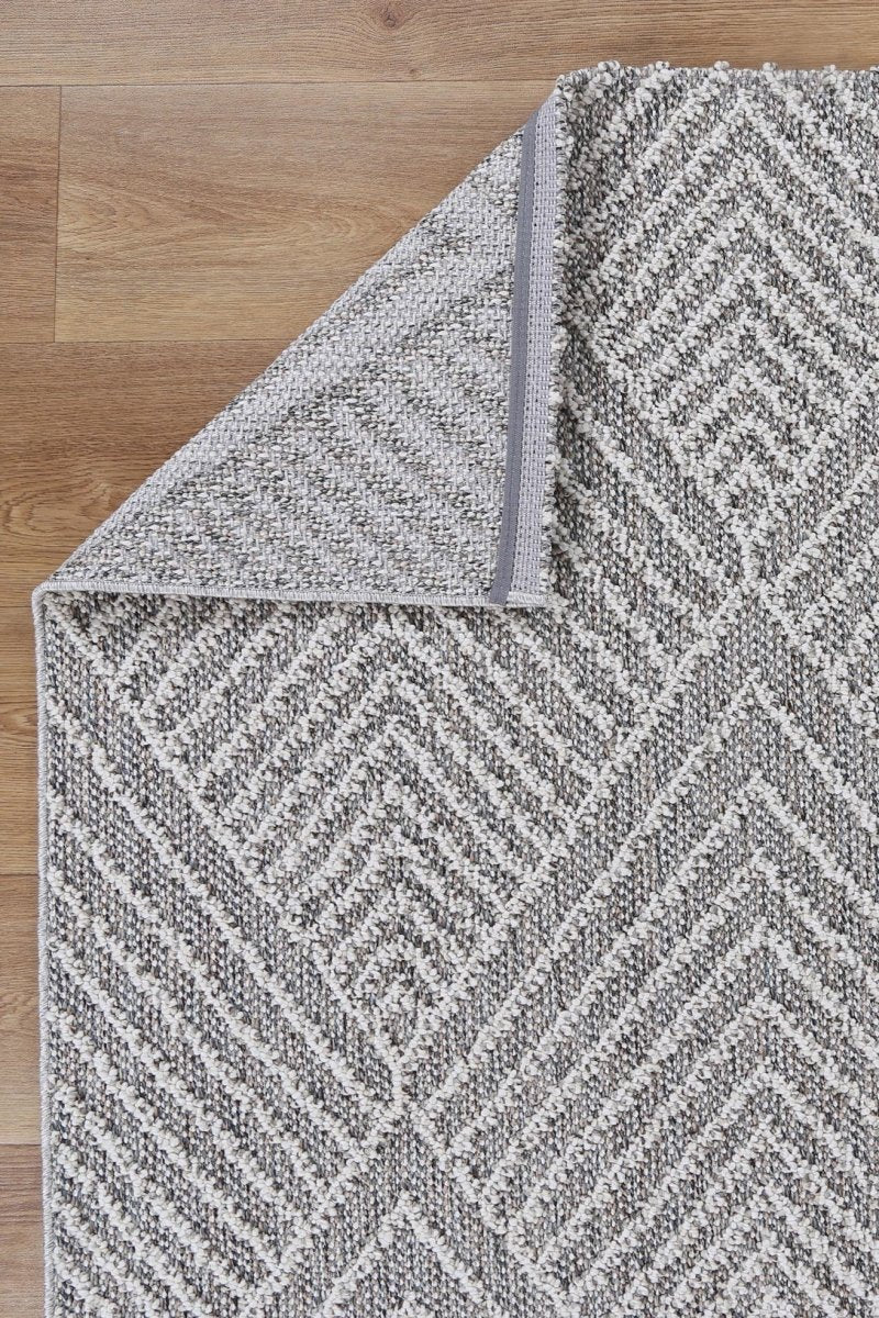 Marique Menapi Ash Geometric Flatweave Rug - Ruggy