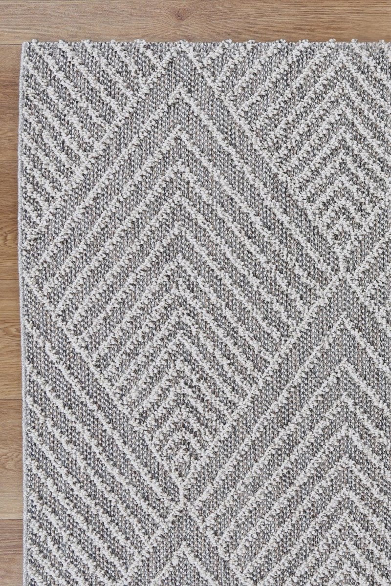 Marique Menapi Ash Geometric Flatweave Rug - Ruggy