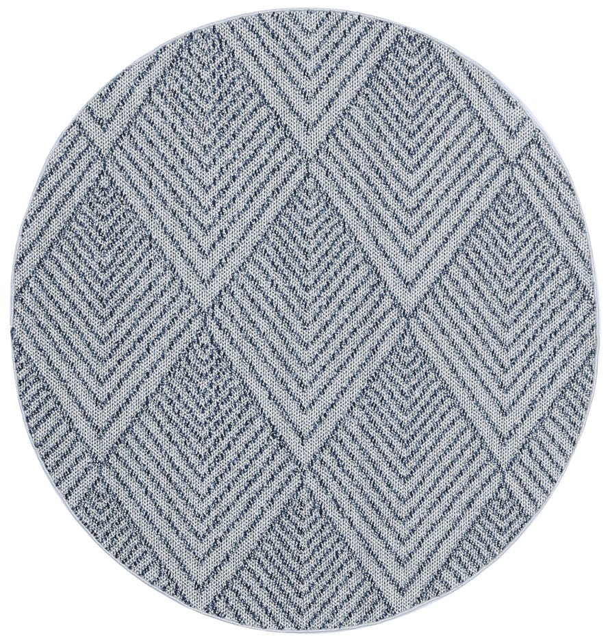 Marique Naka Charcoal Geometric Round Flatweave Rug