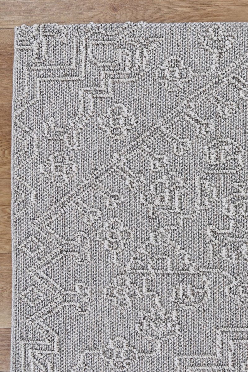 Marique Nori Grey Tribal Flatweave Rug - Ruggy