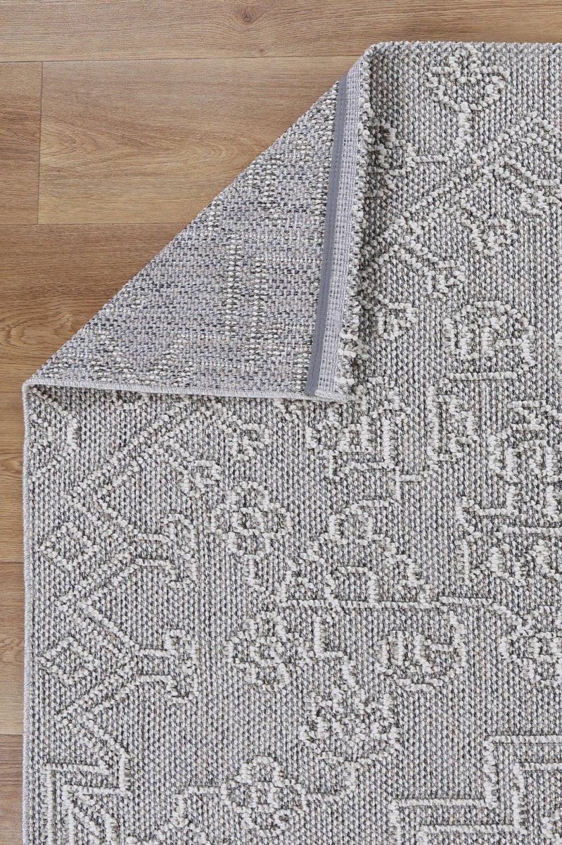 Marique Nori Grey Tribal Flatweave Rug - Ruggy