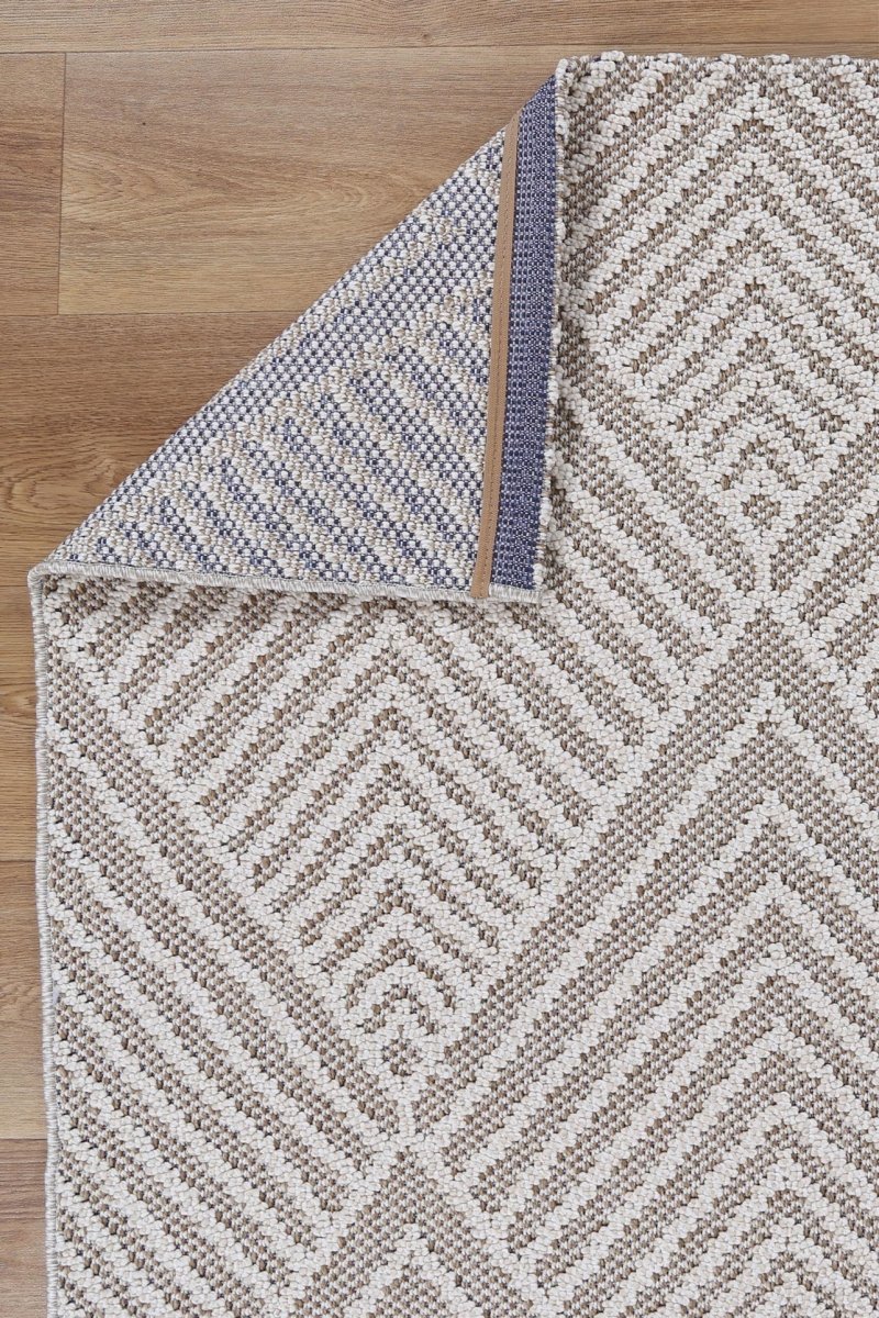 Marique Onika Beige Geometric Flatweave Rug - Ruggy