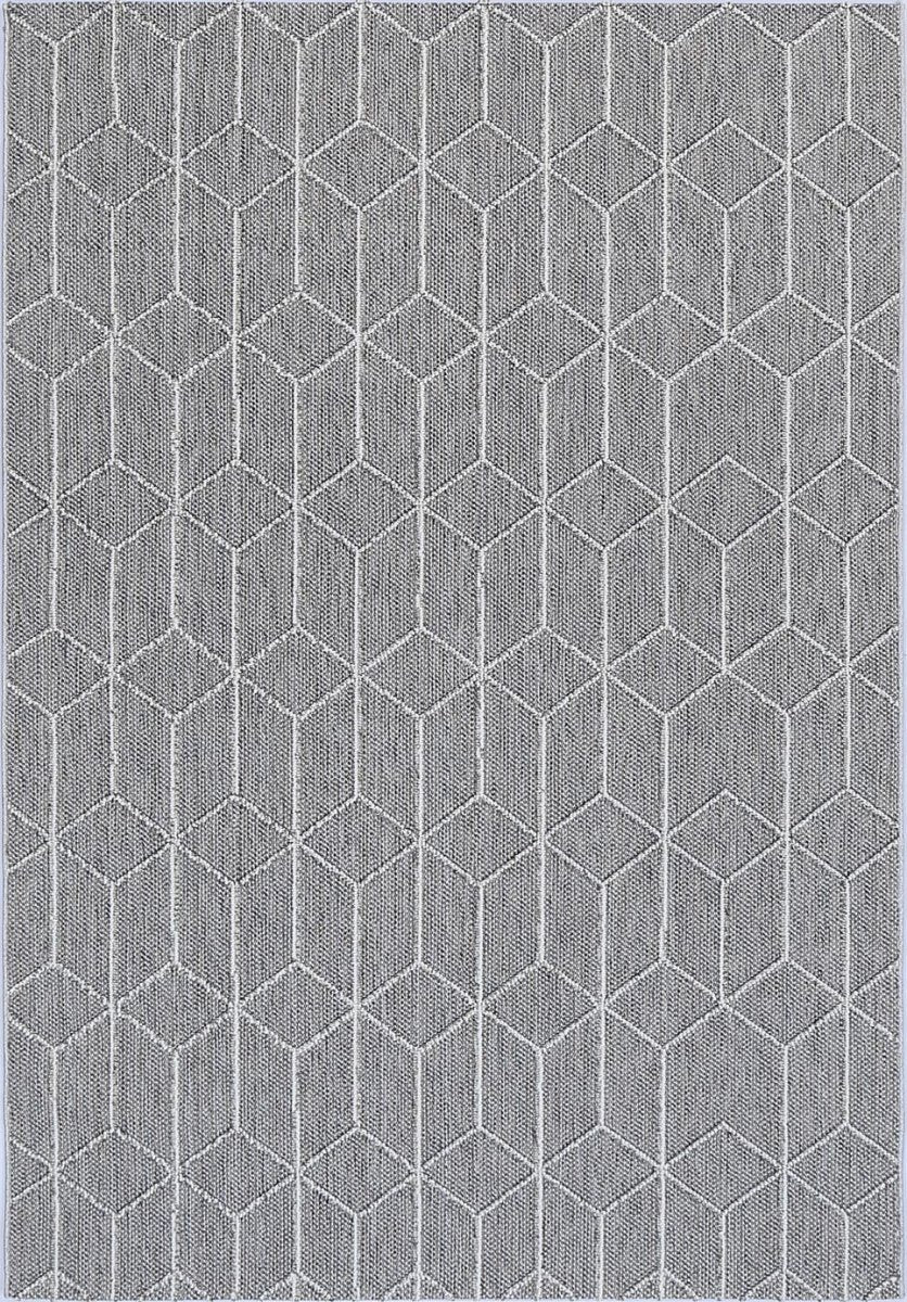 Marique Sikua Grey Geometric Flatweave Rug - Ruggy