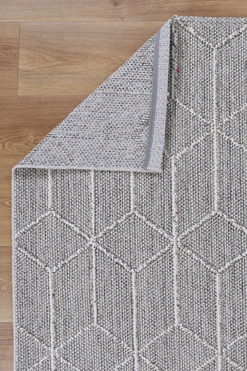 Marique Totori Ash Geometric Flatweave Rug - Ruggy