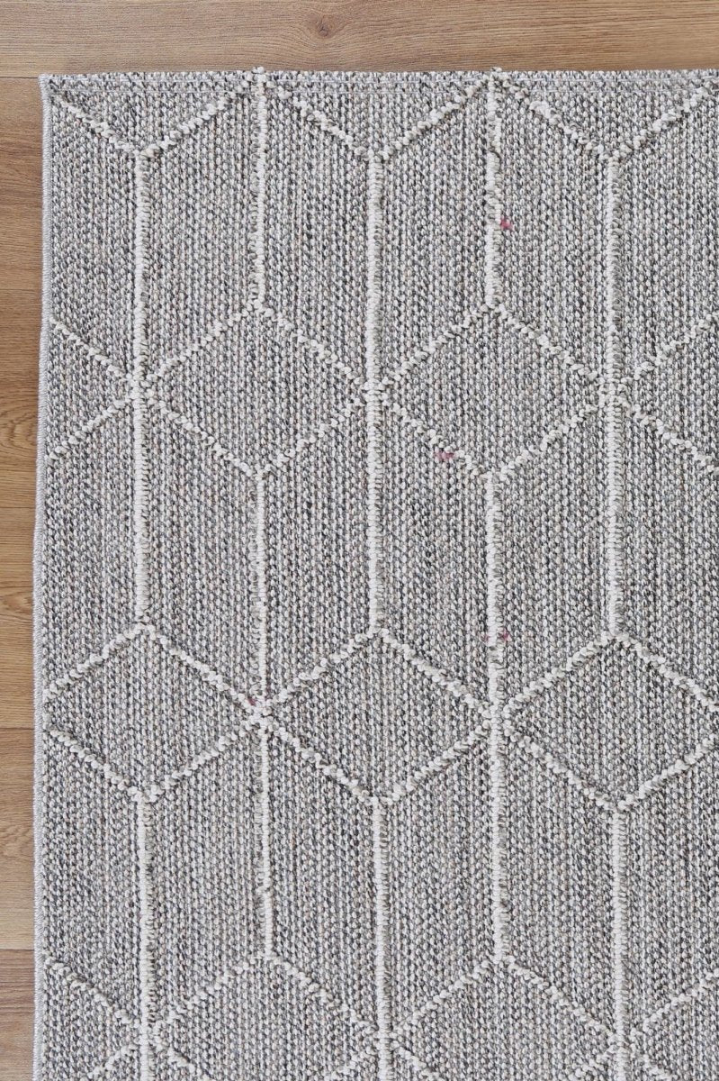 Marique Totori Ash Geometric Flatweave Rug - Ruggy