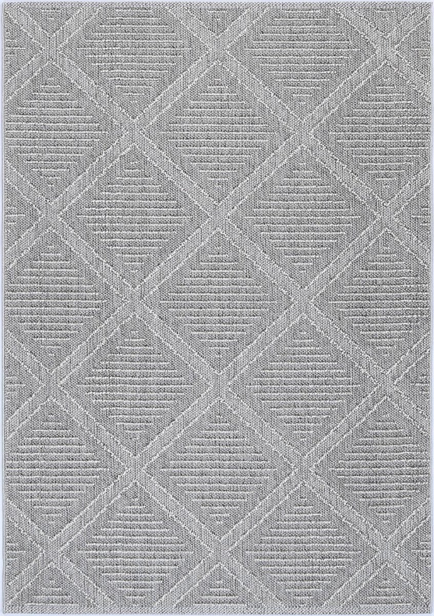 Marique Vouza Grey Geometric Flatweave Rug - Ruggy