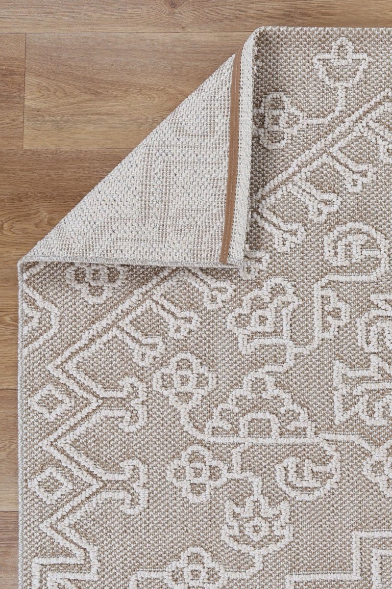 Marique Waita Beige Tribal Flatweave Rug - Ruggy