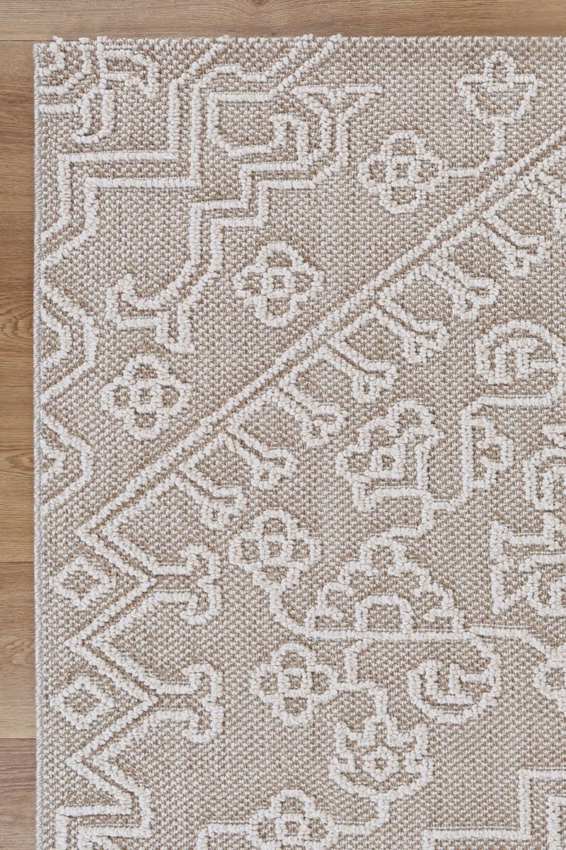 Marique Waita Beige Tribal Flatweave Rug - Ruggy