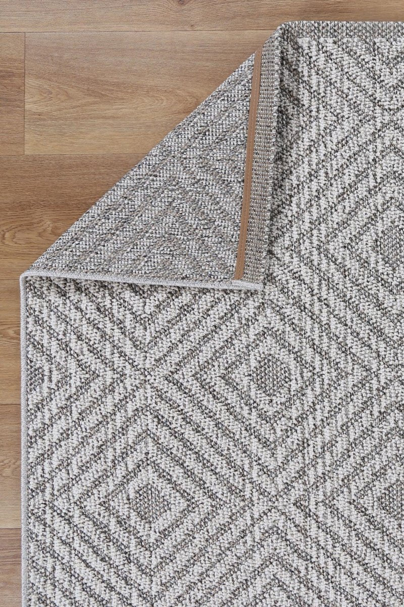 Marique Walasi Ash Geometric Flatweave Rug - Ruggy