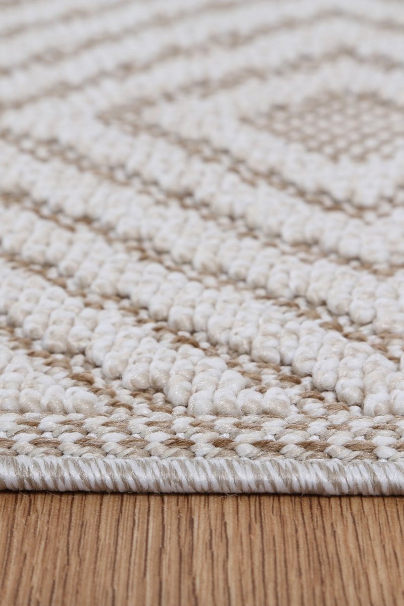 Marique Wickham Beige Geometric Flatweave Rug - Ruggy