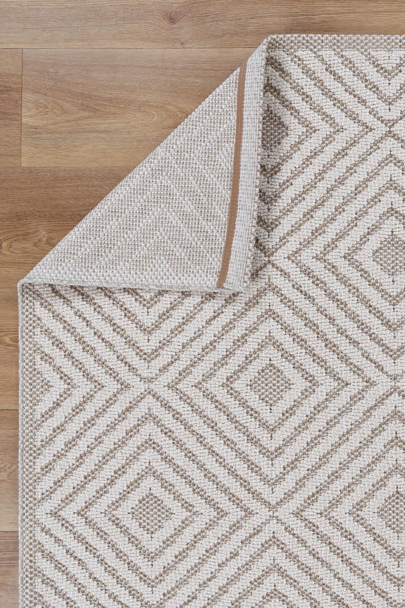 Marique Wickham Beige Geometric Flatweave Rug - Ruggy