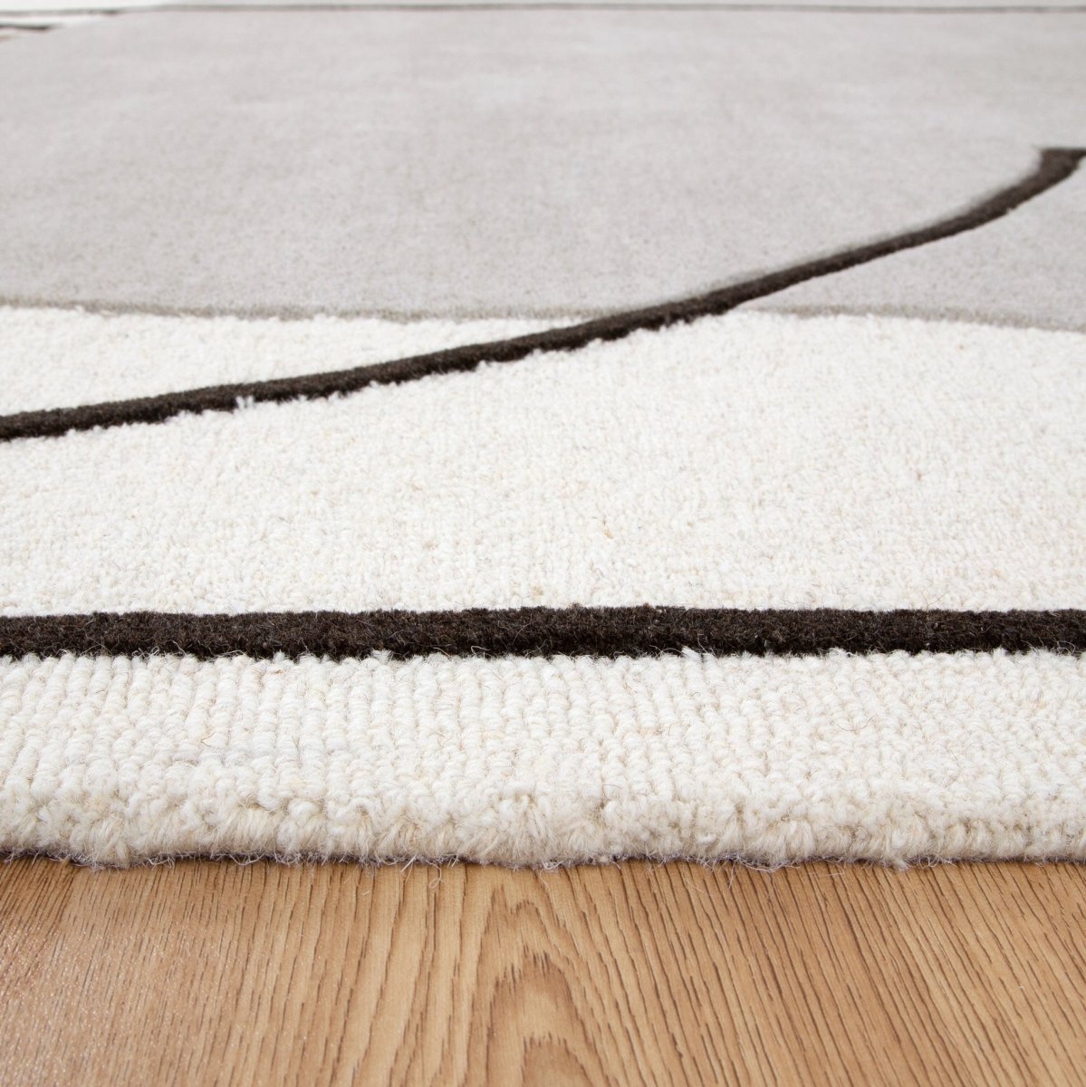 Nirvana Abstract WHITE/BROWN Wool Rug - Ruggy