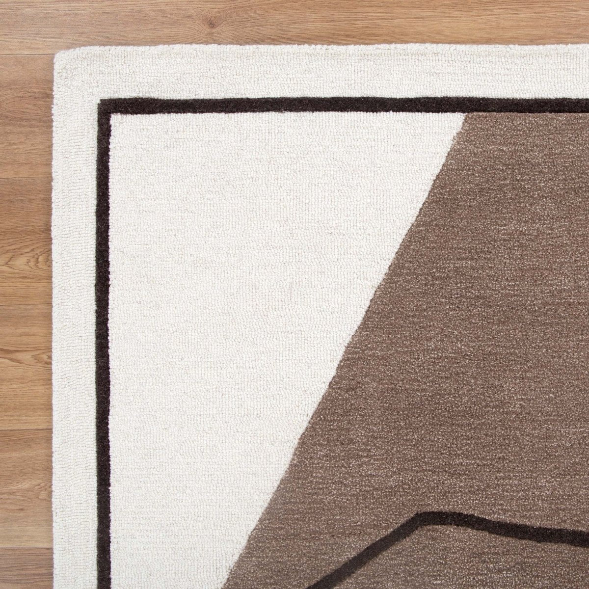 Nirvana Abstract WHITE/BROWN Wool Rug - Ruggy