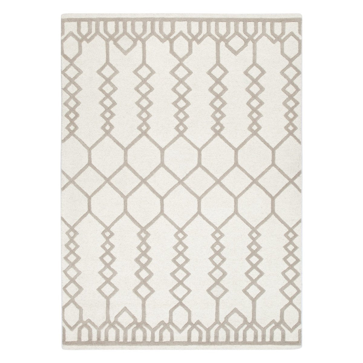 Nirvana Diamond IVORY/GREY Wool Rug - Ruggy