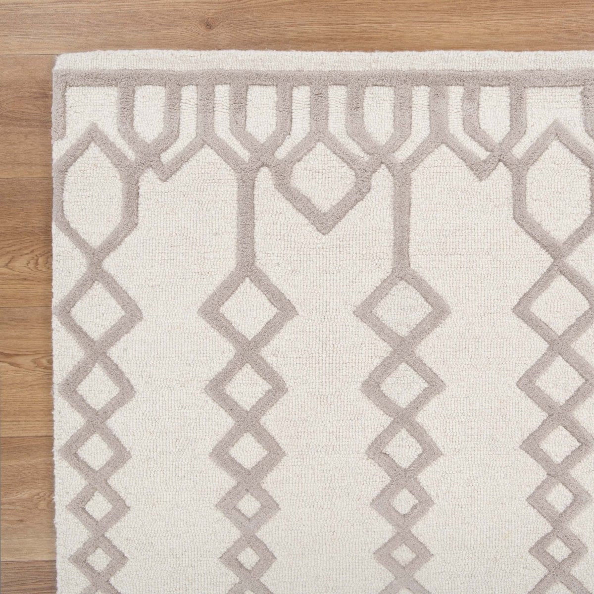 Nirvana Diamond IVORY/GREY Wool Rug - Ruggy