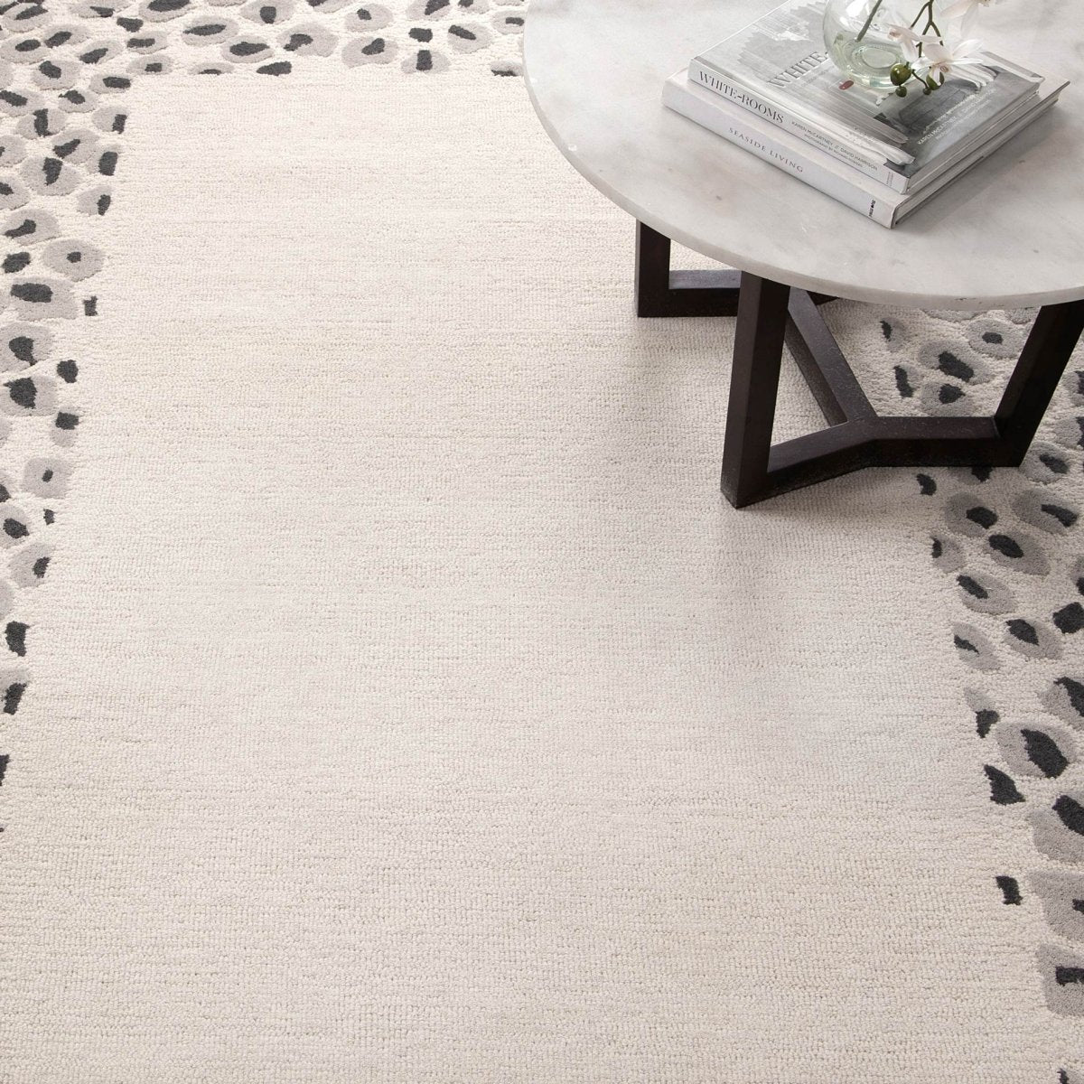 Nirvana Frame STONE/GREY Wool Rug - Ruggy