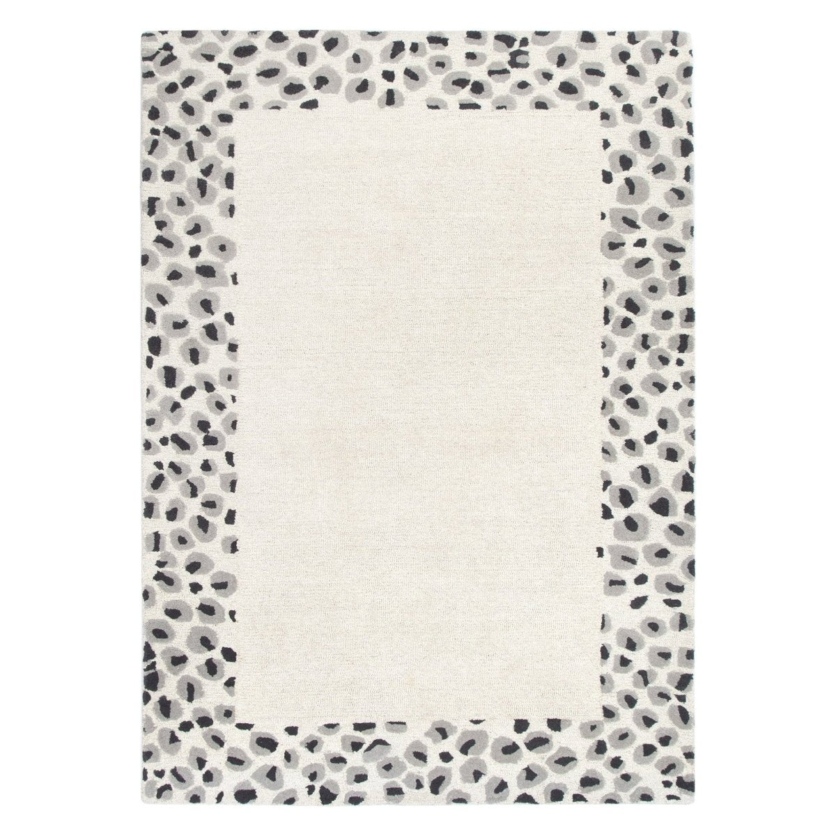 Nirvana Frame STONE/GREY Wool Rug - Ruggy