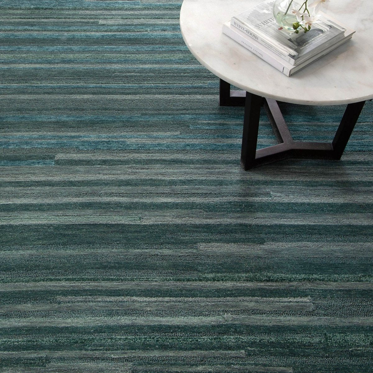 Nirvana Horizon TEAL Wool Rug - Ruggy