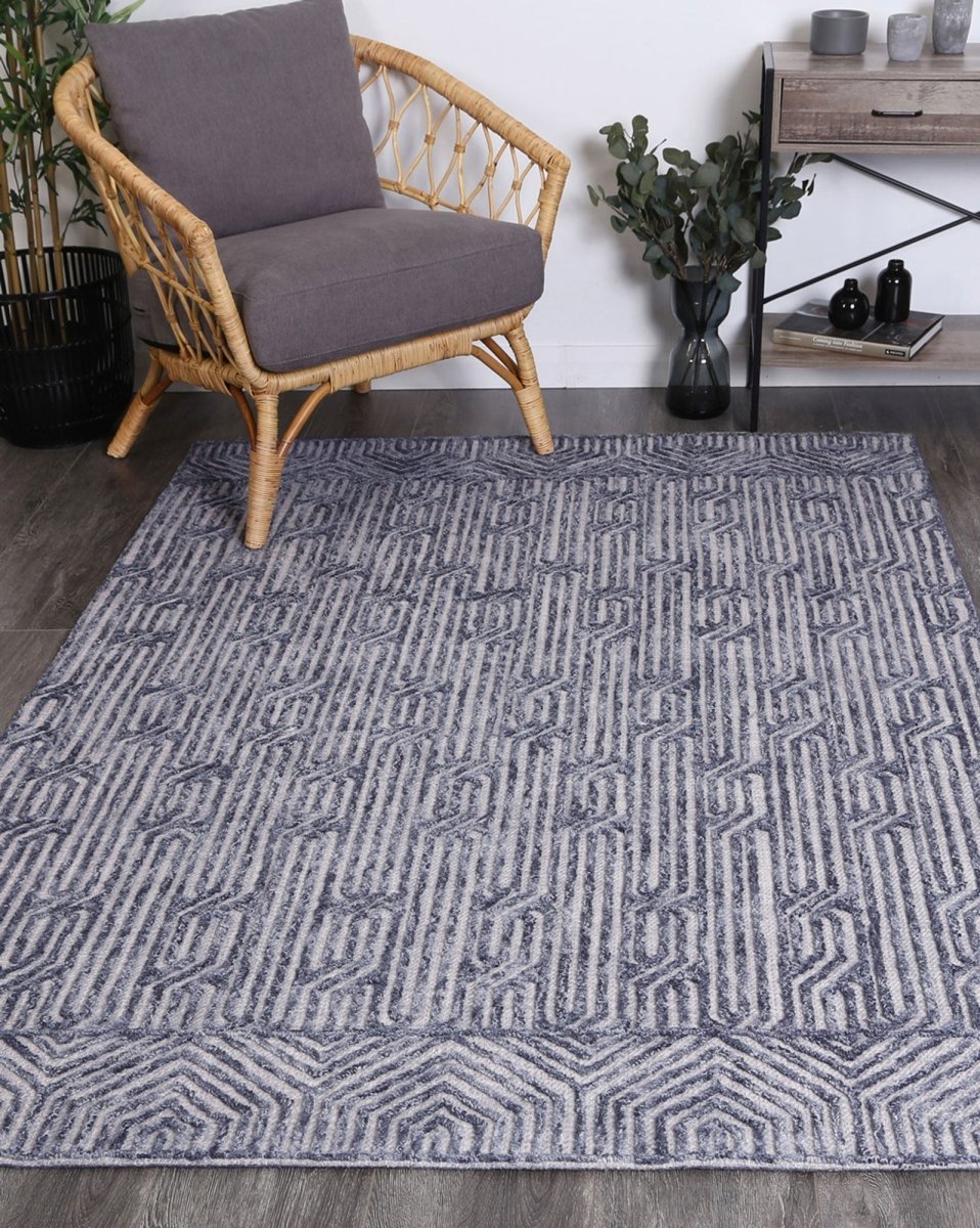 Noble Almeria Blue Contemporary Rug - Ruggy