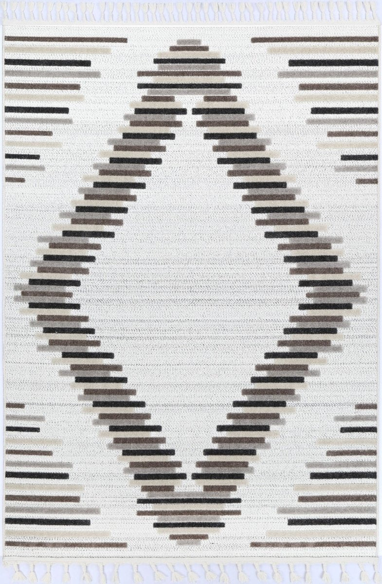 Oasis Attica Diamond Stone and Grey Rug - Ruggy