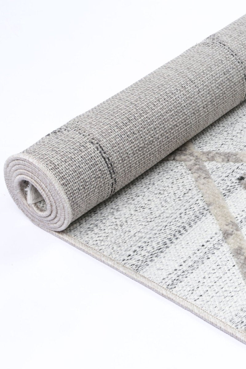 Oasis Dorian Geometric Cream and Taupe Rug - Ruggy