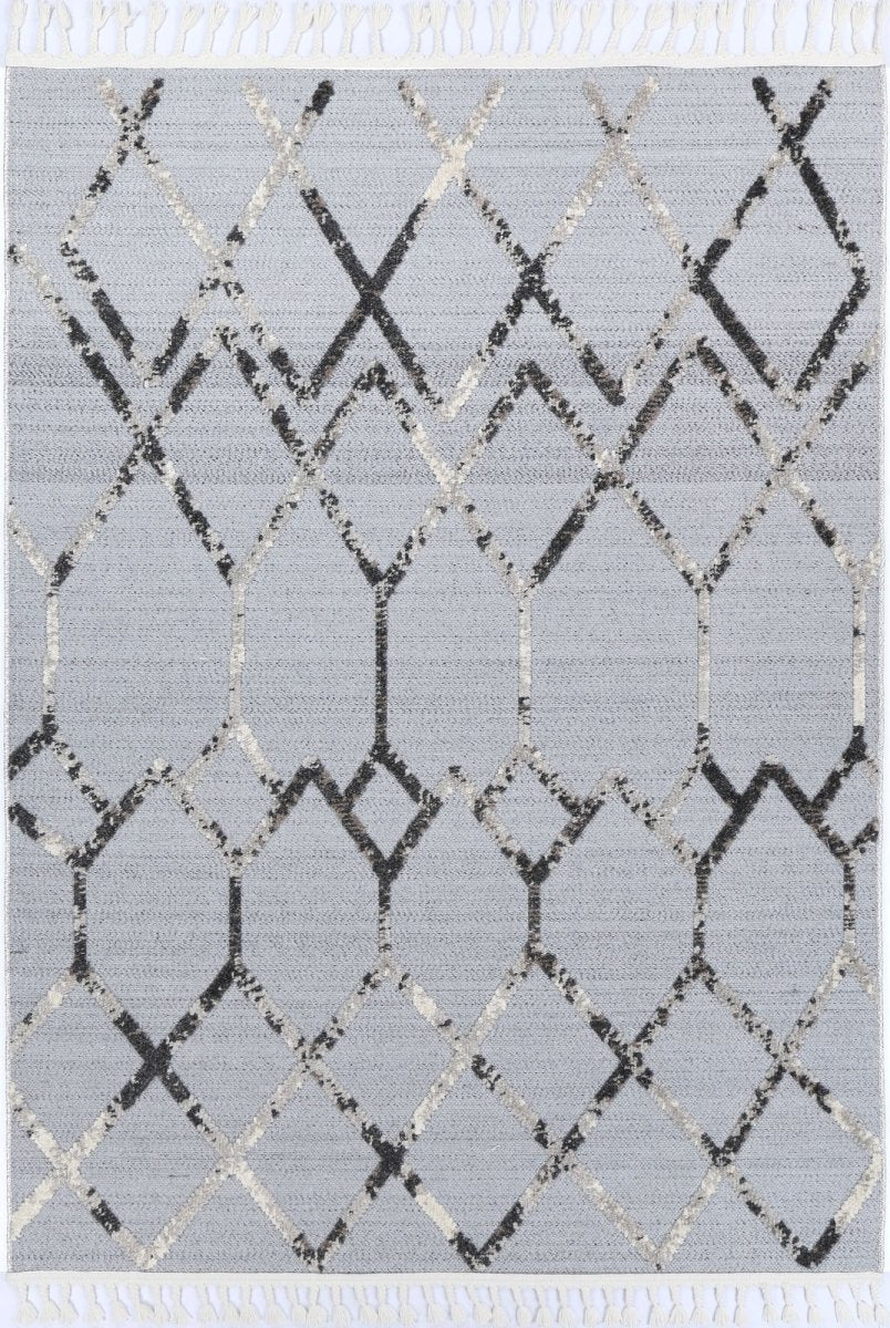 Oasis Meliac Geomteric Grey and Taupe Rug - Ruggy