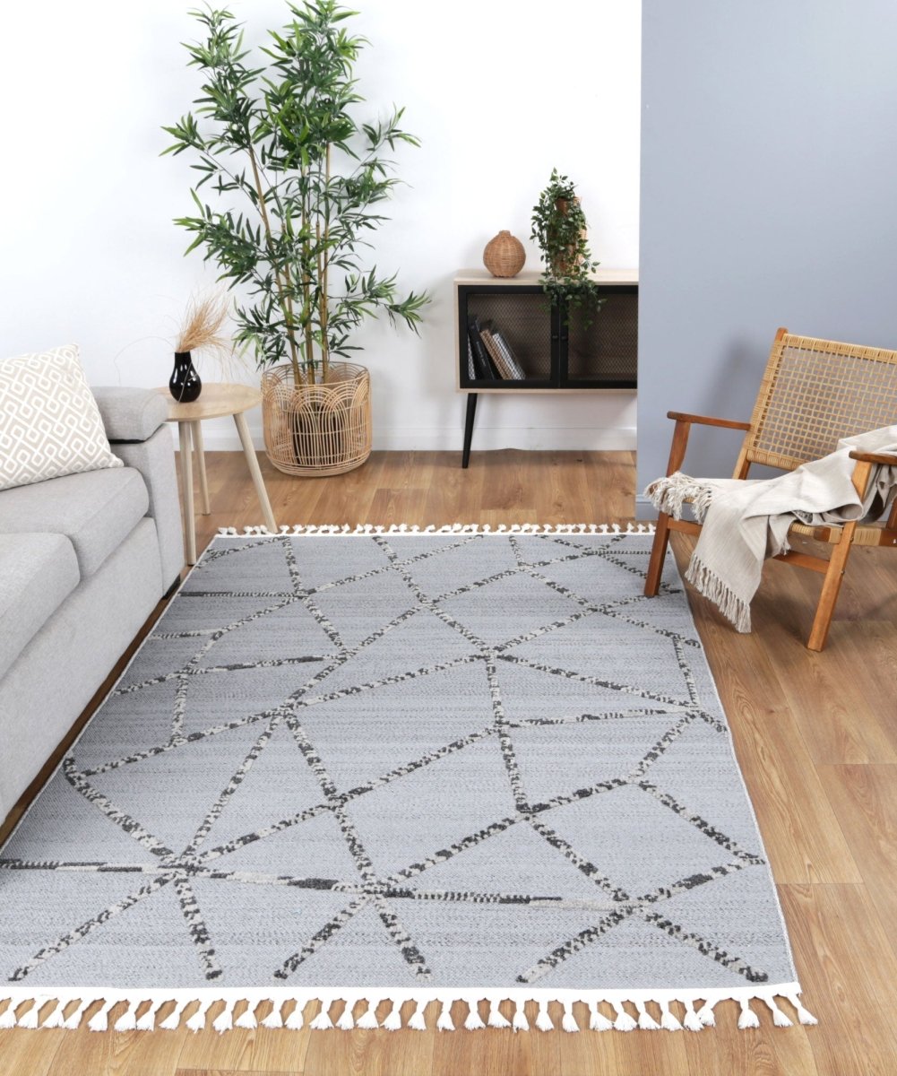 Oasis Sparta Geomteric Grey and Ash Rug - Ruggy