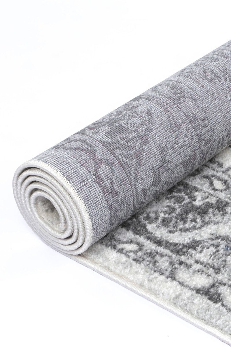 Opaline Pau Cream & Grey Traditional Rug - Ruggy