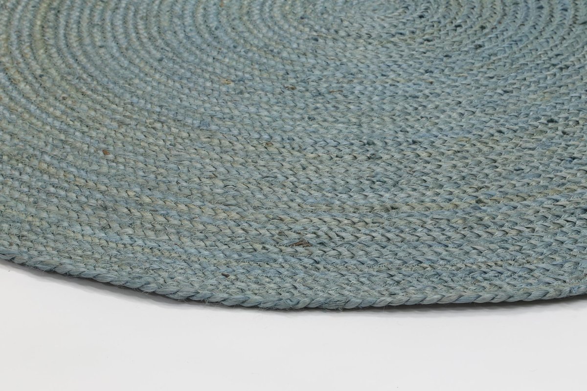 Organica Tundra Blue Jute Round Rug - Ruggy