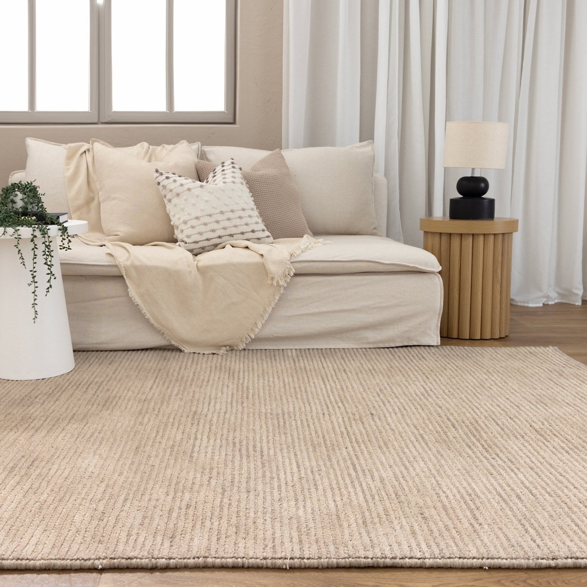 Ossa Wool Beige Rug - Ruggy