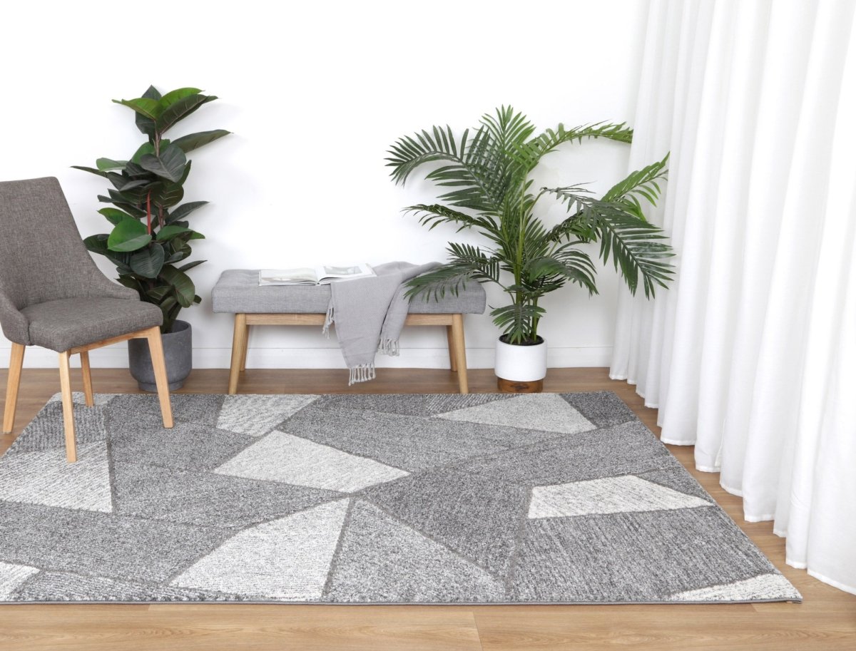 Pastella Mosaic Grey Plush Rug - Ruggy