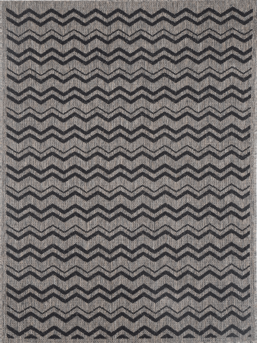 Patterna Beige and Black Geometric Chevron Patterned - Ruggy