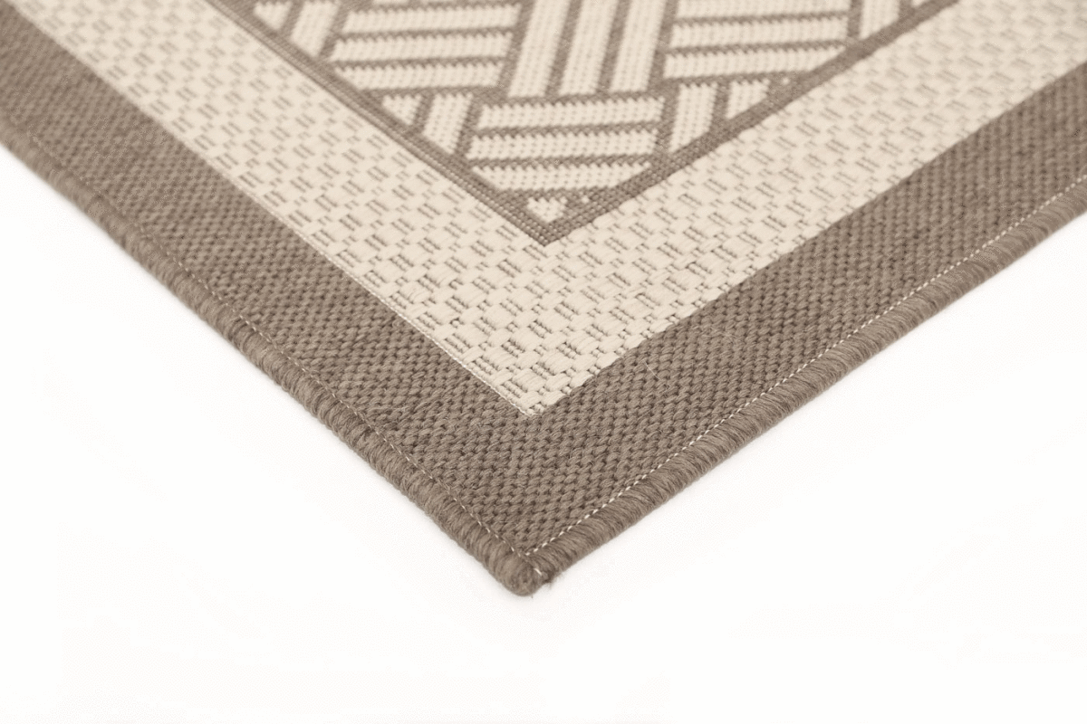 Patterna Beige Geometric Ikat Bordered Rug - Ruggy