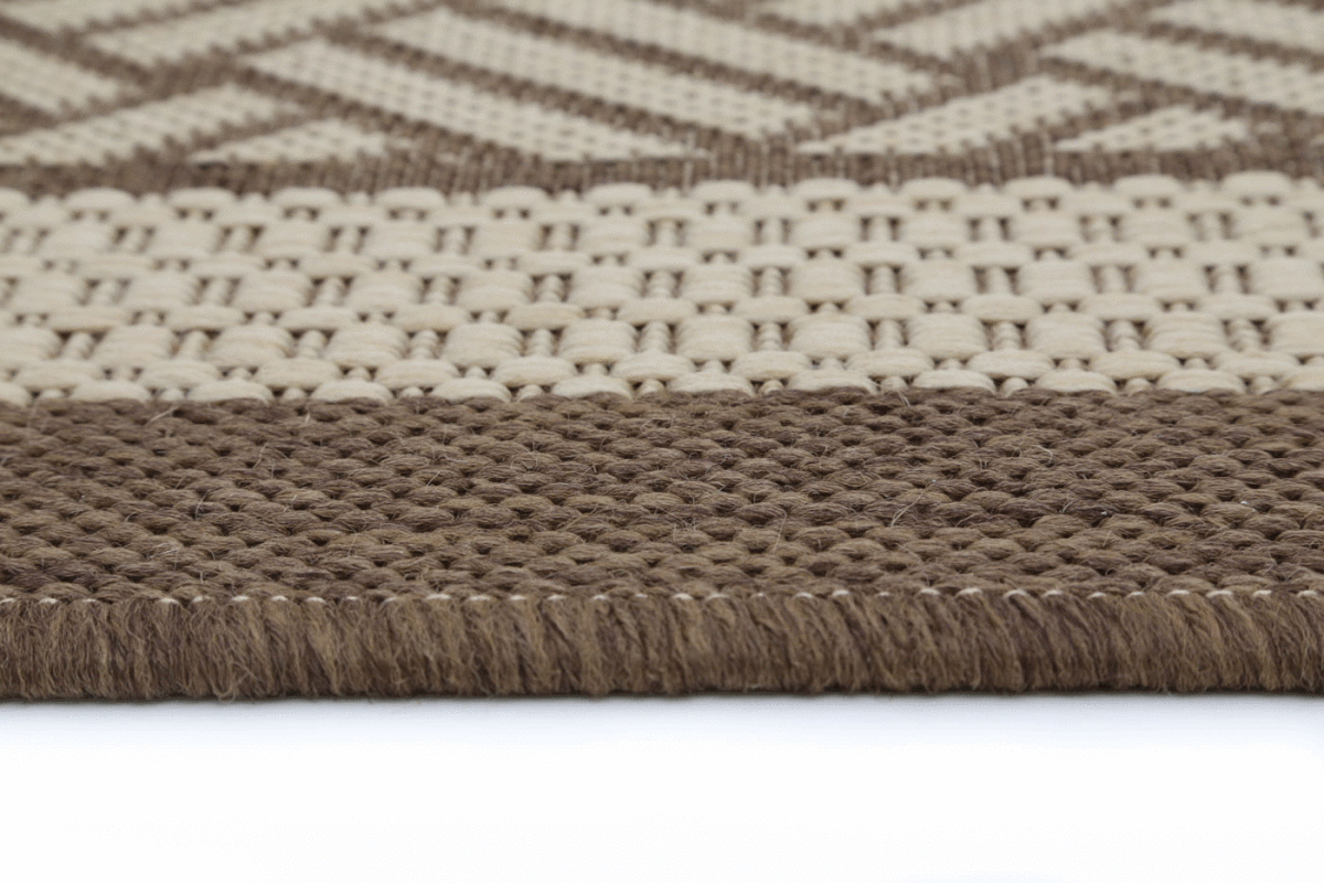 Patterna Beige Geometric Ikat Bordered Rug - Ruggy