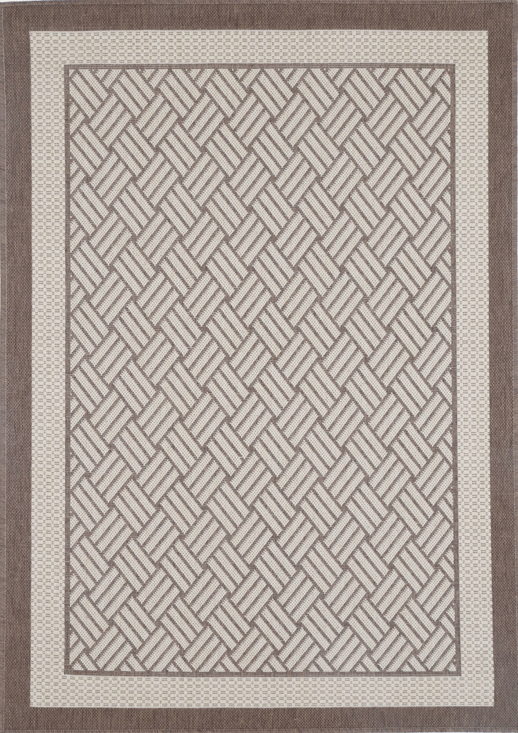 Patterna Beige Geometric Ikat Bordered Rug - Ruggy