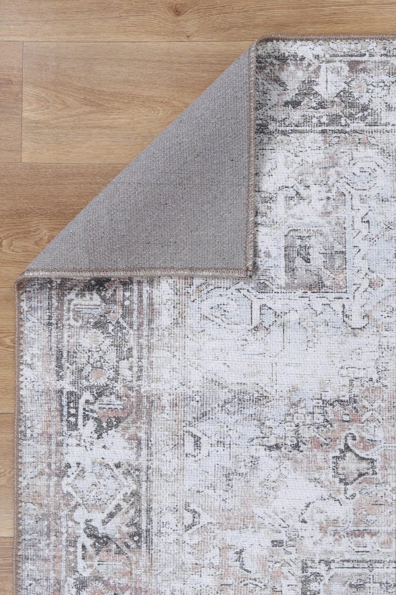 Pety Grey/ Nude Machine Washable Rug - Ruggy