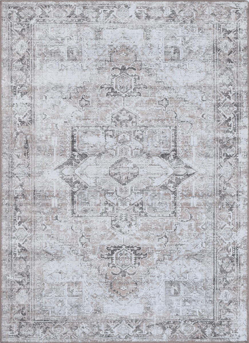 Pety Grey/ Nude Machine Washable Rug - Ruggy