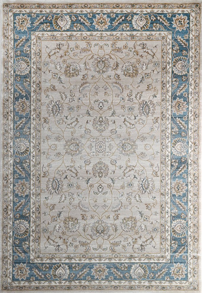 Prague Francesca Cream & Blue Traditional Rug - Ruggy