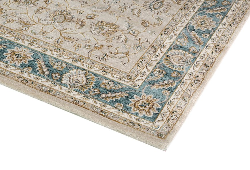 Prague Francesca Cream & Blue Traditional Rug - Ruggy