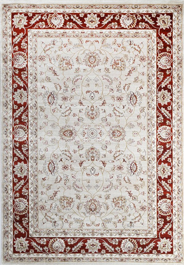 Prague Francesca Cream & Red Traditional Rug - Ruggy