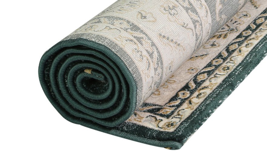 Prague Francesca Green & Cream Traditional Rug - Ruggy