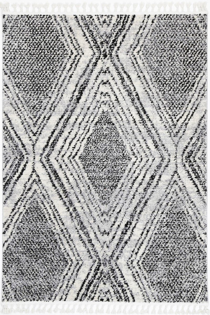 Pristine Black White Geometric Rug - Ruggy