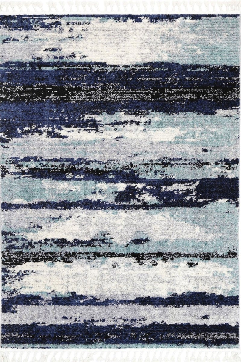 Pristine Navy Blue Abstract Rug - Ruggy