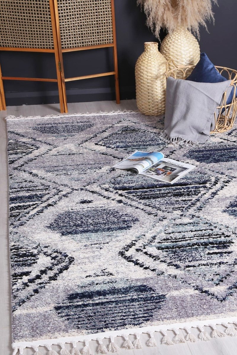 Pristine Navy Blue Diamond Rug - Ruggy