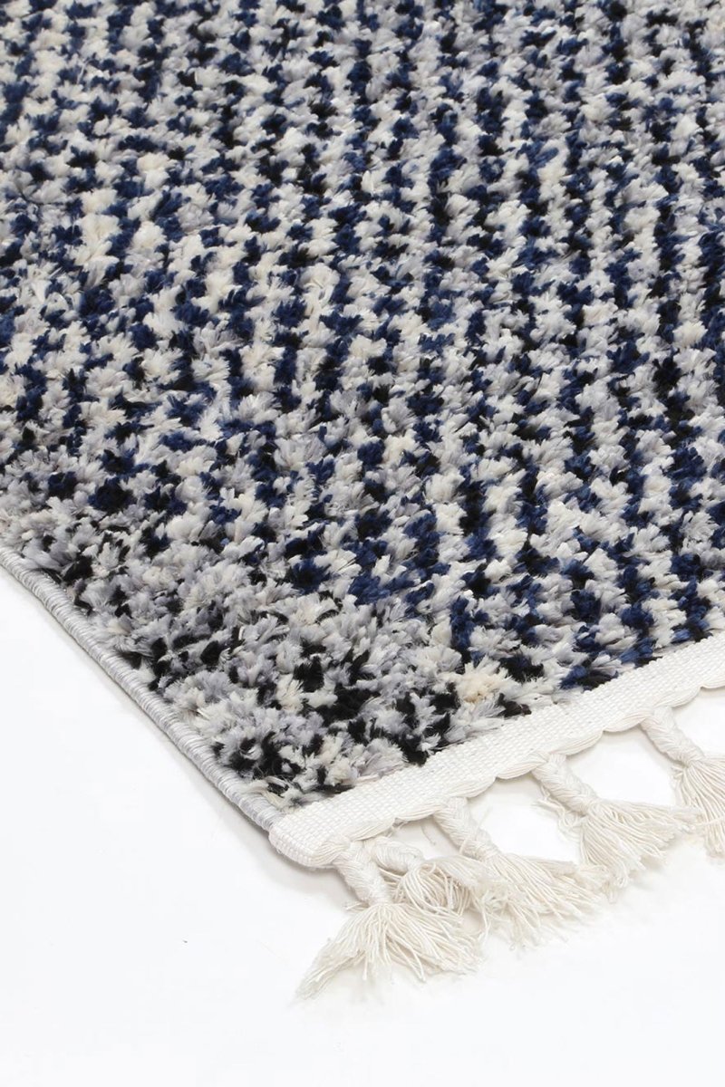 Pristine Navy Blue Geometric Rug - Ruggy